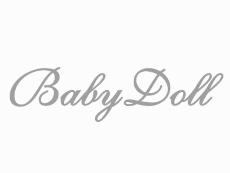 the word baby doll written in cursive writing