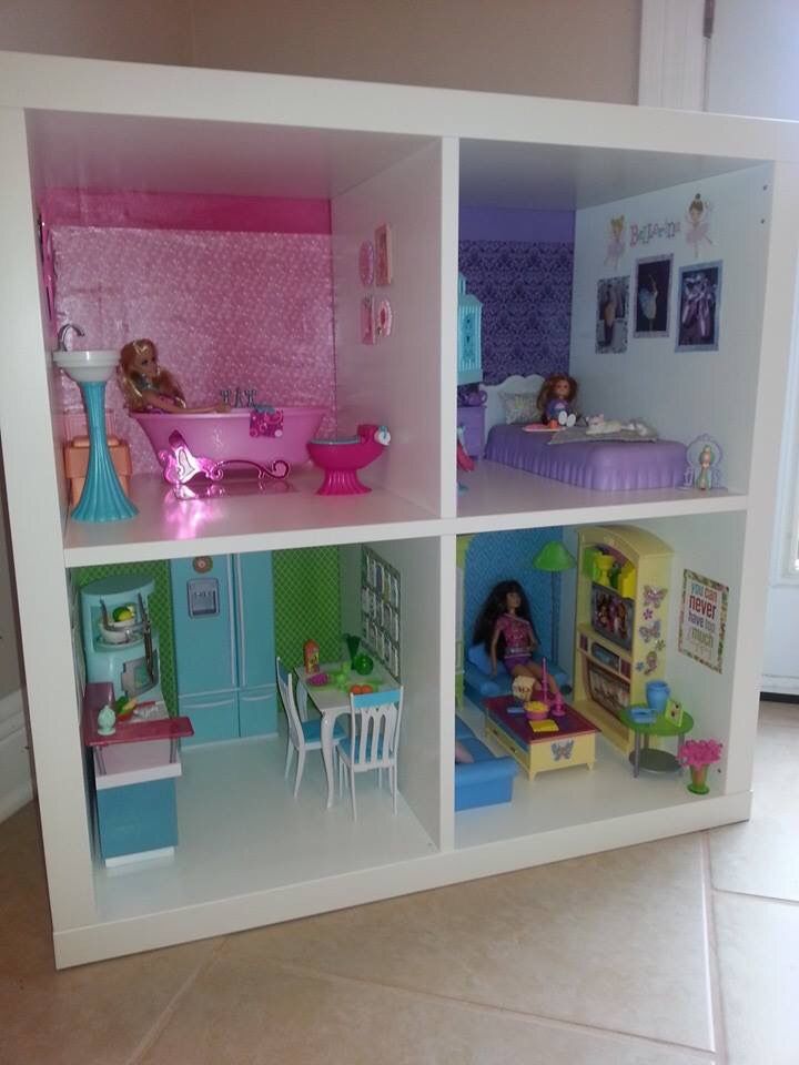 a doll house with all the furniture and accessories in it's display case,