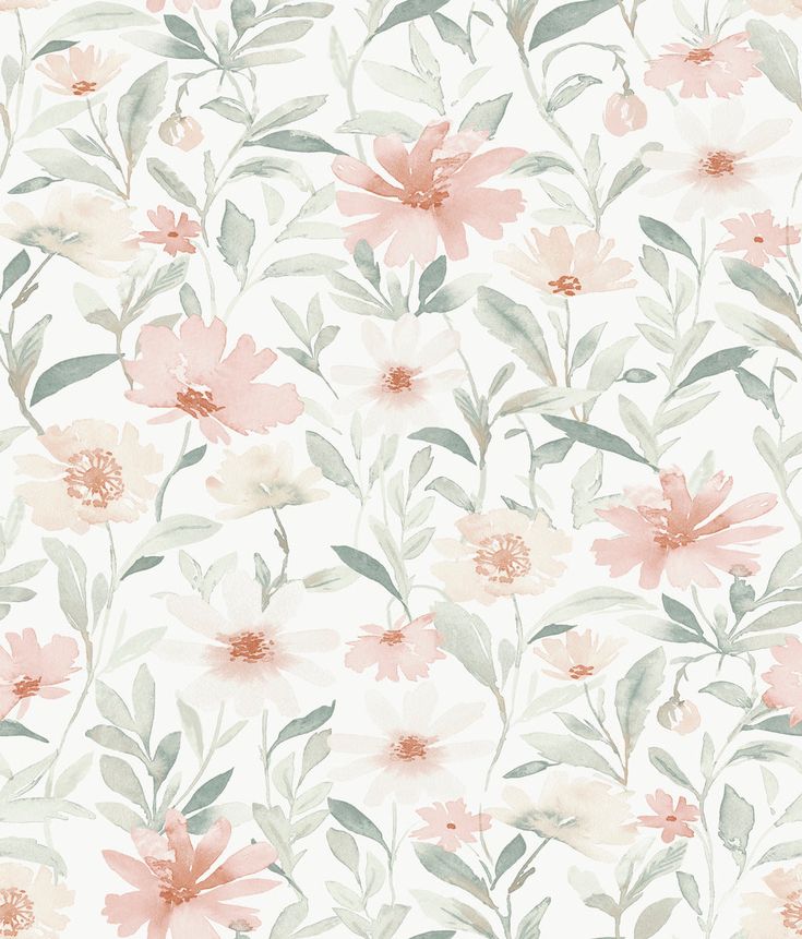 sample flower market peel stick wallpaper in pink jade by roommates 1 Pink Plant Wallpaper, Pink And Green Floral Wallpaper, Simple Floral Wallpaper, Renter Friendly Decorating, Space Installation, The Flower Market, Pink Floral Wallpaper, Nursery Girl, Pink Jade