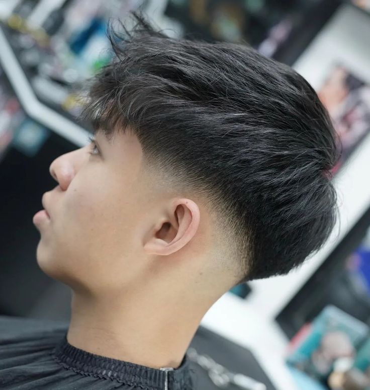 Disconnected Undercut Hairstyle for Thick Straight Hair Mid Drop Fade Straight Hair, Mid Fade Straight Hair, Haïr Cut Ideas For Straight Hair, Short Hairstyles For Men Straight Hair, Fesyen Rambut Lelaki, Undercut Hairstyle Men, Taper Fade Short Hair, Fade Haircut Curly Hair, Low Taper Fade Haircut