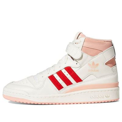 Adidas Originals Forum 84 Hi Shoes 'Off White Glow Pink Vivid Red' H01670 (SNKR/Skate/Unisex/High Top) High-top Sneakers With Red Sole For Light Sports, Sporty High-top Sneakers With Red Sole For Light Sports, Pink High-top Sneakers For Light Sports With Cushioned Footbed, Pink High-top Sneakers With Cushioned Footbed For Light Sports, Pink Cushioned High-top Sneakers For Light Sports, Casual Pink Basketball Shoes With Red Sole, Adidas High-top Sneakers With Red Sole, Pink High-top Basketball Shoes With Red Sole, Adidas Sporty Sneakers With Red Sole