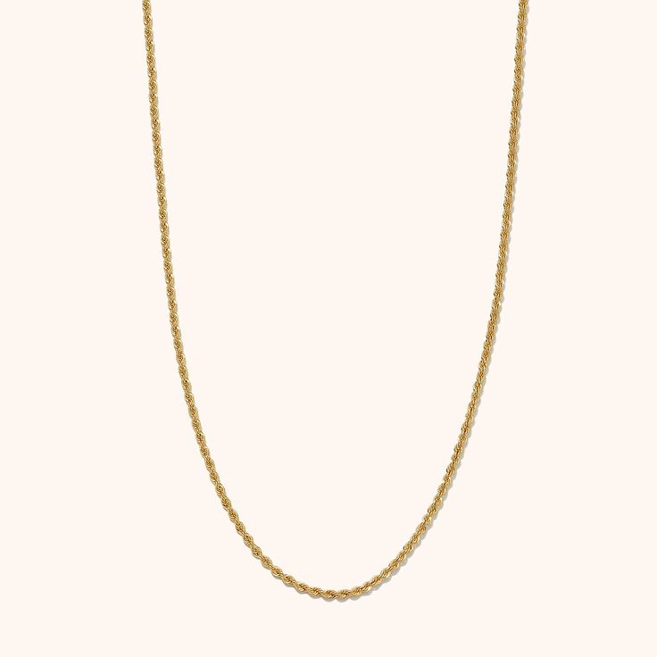 Elevate your jewelry collection with this exquisite Rope Chain Necklace crafted in solid gold. The classic and versatile design features a delicate rope chain, adding a touch of sophistication to any outfit. Classic Gold Plated Chain Necklace With Delicate Chain, Minimalist Rope Chain Link Jewelry, Classic Gold Plated Delicate Chain Necklace, 14k Gold Wheat Chain Necklace For Formal Occasions, 14k Gold Wheat Chain Necklace For Formal Events, 14k Gold Cable Chain Necklace, Adjustable 14k White Gold Chain Necklace, 14k White Gold Chain Necklace With Adjustable Chain, 14k White Gold Adjustable Chain Necklace