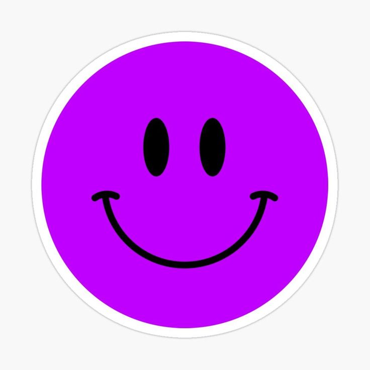 a purple smiley face sticker