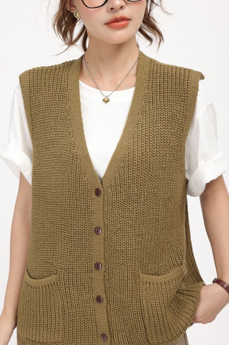 Brown Knitted Lazy Style Vest Brown M Brown Knitted Sweater Vest For Winter, Casual Brown Knit Cardigan, Casual Soft Knit Sweater Vest With Crew Neck, Casual Sweater Vest With Soft Knit And Crew Neck, Knitted Solid Color Sweater Vest For Spring, Spring Knitted Sweater Vest, Brown Knitted Casual Cardigan, Brown Knit Casual Cardigan, Casual Brown Knitted Cardigan