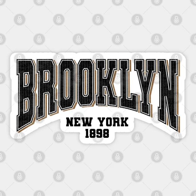 the brooklyn new york sticker is shown on a white background with black and gray letters