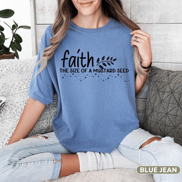 This Faith size of a mustard seed t-shirt is a high-quality Comfort Color brand shirt perfect for any occasion. Please ask about custom designs-we LOVE creating custom work! ALL OF OUR SHIRTS ARE PRINTED IN HOUSE-WE DO NOT DROP SHIP LIKE THE MAJORITY OF T-SHIRT COMPANIES ON ETSY ◄ HOW TO ORDER► -Select shirt size -Select shirt color -Click "Add to Cart" or "Buy Now" -Complete checkout process ◄ Our Quality Shirts► -Comfort Color Brand -6.1 oz., 100% ringspun cotton ❤️ Follow us on Instagram ❤️ https://www.instagram.com/madebykatieann/ PROCESSING, SHIPPING, & RETURNS -We process orders in 1-10 business days -We ship first class but you may upgrade for faster shipping -Returns not accepted **FAQs** **CUSTOM ORDER -We are happy to customize any product for you -Once you place your order, with Bible Verse Shirt, T Shirt Company, Christian Apparel, Comfort Color, Drop Ship, Mustard Seed, Branded Shirts, Christian Clothing, Faith Based