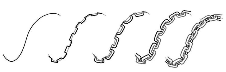 four different types of chains are shown in this hand - drawn drawing, which shows how to