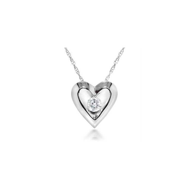 Pompeii3 White Gold 1/5ct Diamond Solitaire Heart Shaped Pendant, Women's, Size: Small Formal White Gold Heart Necklace With Vvs Clarity, Classic White Gold Double Heart Necklace, White Gold Sterling Silver Brilliant Cut Heart Necklace, Classic Silver Heart-shaped Diamond Necklace, Classic Silver Heart Diamond Necklace, Solitaire Necklace For Anniversary, Valentine's Day Round Cut, White Gold Open Heart Necklace With Vvs Clarity, Valentine's Day Solitaire Necklace With Diamond Accents For Anniversary, Valentine's Day Solitaire Necklace With Diamond Accents