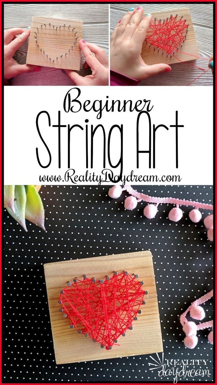 the instructions to make a string art heart for valentine's day