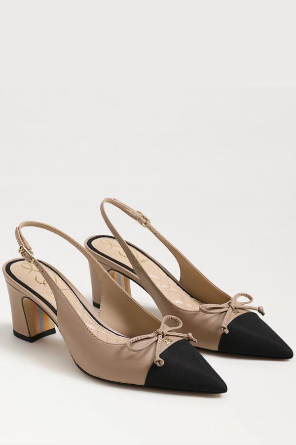 The Willette is anything-but-basic - these slingbacks stand out with a cap toe and bowtie detail. These block heels will take you from brunch to the boardroom without missing a step. Heel Height: 2.5 inches Toe: Pointed Toe Material: Leather, Fabric, Synthetic Insole: Synthetic Heels For Beginners, Business Fits, Thrift Board, Work Heels, Corporate Baddie, Dress Code Casual, Graduation Dresses, Slingback Heels, Closed Toe Shoes