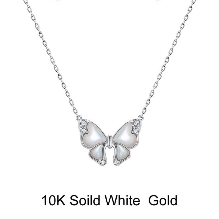 Our gorgeous Gold chain is a classic butterfly design pendant necklace with moissanite diamond and a pearl that has been designed for women. They are beautiful on their own, It gives you a confident feeling and can guarantee you an attractive and luxurious appearance. The modern and trendy gold chain contains 100% real gold material with a stamp for authenticity and it's safe for all skin types. They are nickel-free and their high polished finish gives them a fine 18K shine of purest gold materi Elegant Silver Butterfly Necklace In Cubic Zirconia, Elegant Silver Butterfly Necklace With Cubic Zirconia, Elegant Silver Butterfly Necklace With Charm, Elegant Silver Butterfly Necklace, Elegant Diamond Butterfly Charm Necklace, Elegant Diamond Butterfly Necklace With Charm, Elegant White Butterfly Necklace In Cubic Zirconia, Elegant Cubic Zirconia Butterfly Pendant Necklace, Elegant Butterfly Necklace With Cubic Zirconia