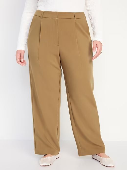 Extra High-Waisted Taylor Wide-Leg Trouser Suit Pants | Old Navy Versatile Wide Leg Pants For Business Casual With Pockets, High Waist Non-stretch Dress Pants, Solid Bottoms With Welt Pockets For Work, Solid Color Bottoms With Welt Pockets For Work, Solid Color Workwear Bottoms With Welt Pockets, Solid Work Bottoms With Welt Pockets, Workwear Bottoms With Elastic Waistband And Tapered Legs, Non-stretch Dress Pants With Pockets For Business Casual, High-waisted Work Pants With Belt Loops