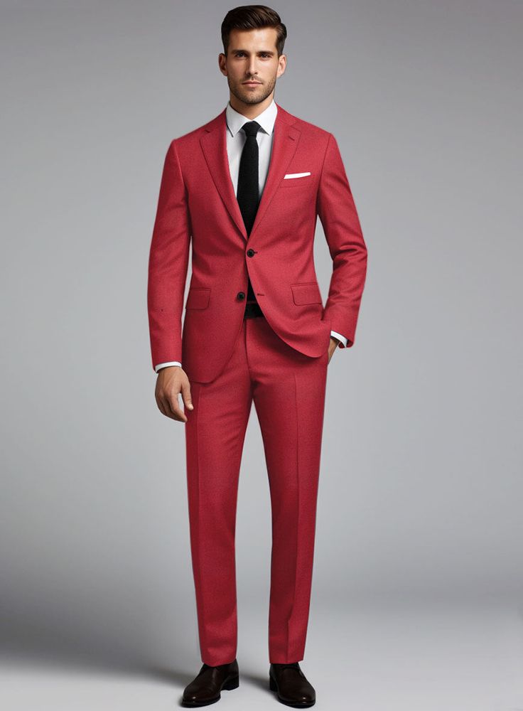 Experience the infusion of passion and individuality into your attire with our Wool Red Suit, effortlessly blending classic charm with contemporary allure. This garment transcends conventional fashion boundaries and evolves into a true expression of your identity. Meticulously crafted from a lavish wool blend, the suit boasts a mesmerizing solid pattern and a profound crimson hue that infuses your ensemble with refined vibrancy. Whether you're sealing deals in the corporate arena or stealing the Brown Tweed Suit, Herringbone Tweed Jacket, Green Velvet Jacket, Tweed Pants, Purple Suits, Denim Suit, Herringbone Tweed, Beautiful Suit, Red Suit