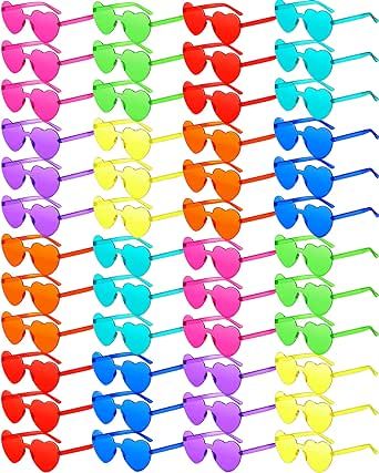 rainbow colored sunglasses are arranged in rows on a white background with the colors of each pair