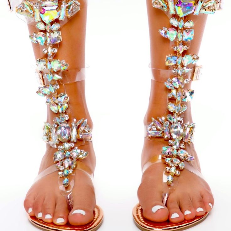 Brand New Embellished Flat Sandal Rhinestones Open Toe Festival Sandals, Festival Rhinestone Open Toe Sandals, Open Toe Rhinestone Festival Sandals, Embellished Toe Post Sandals For Party, Stone Embellished Round Toe Sandals For Summer, Spring Embellished Sandals With Single Toe Strap, Glamorous Stone Embellished Sandals For Spring, Glamorous Stone-embellished Sandals For Spring, Embellished Sandals With Single Toe Strap For Summer