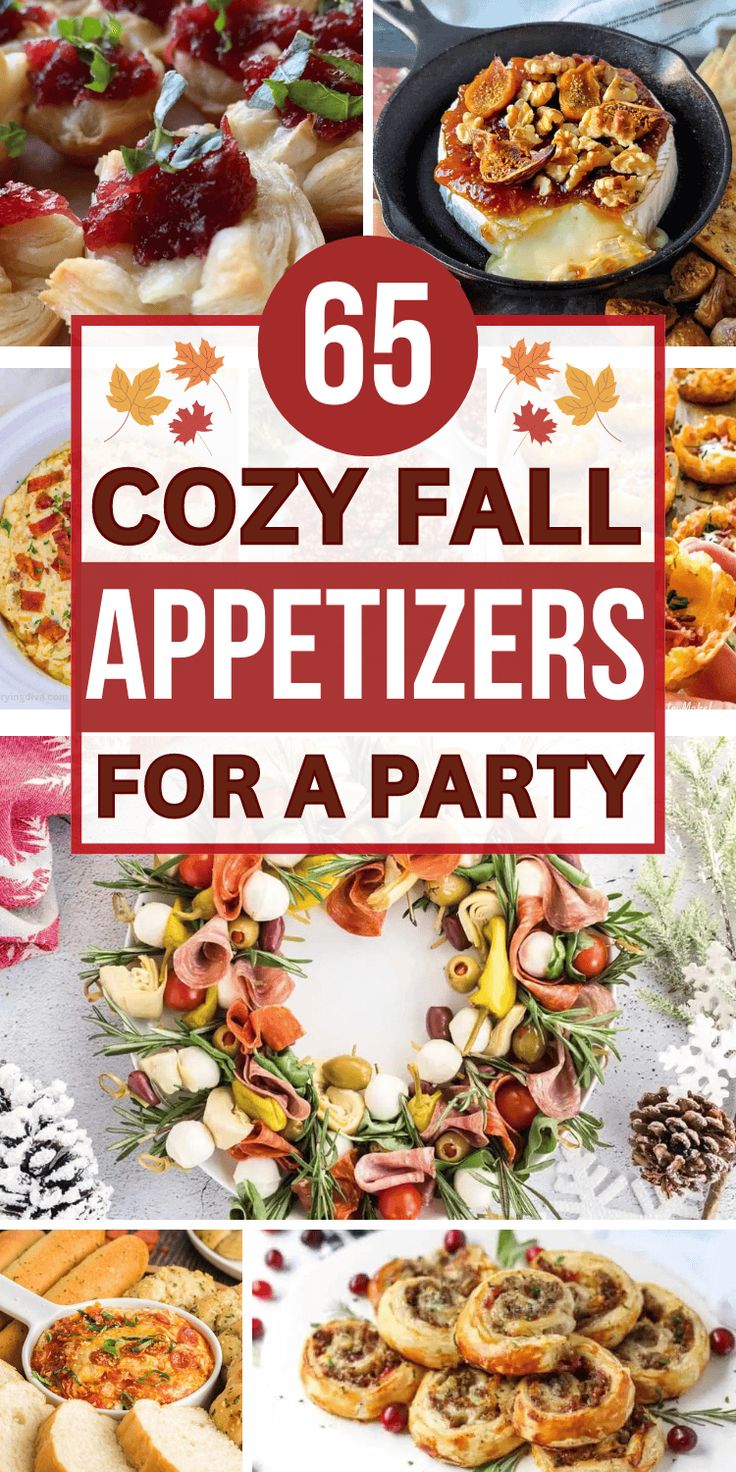 collage of cozy fall appetizers for a party