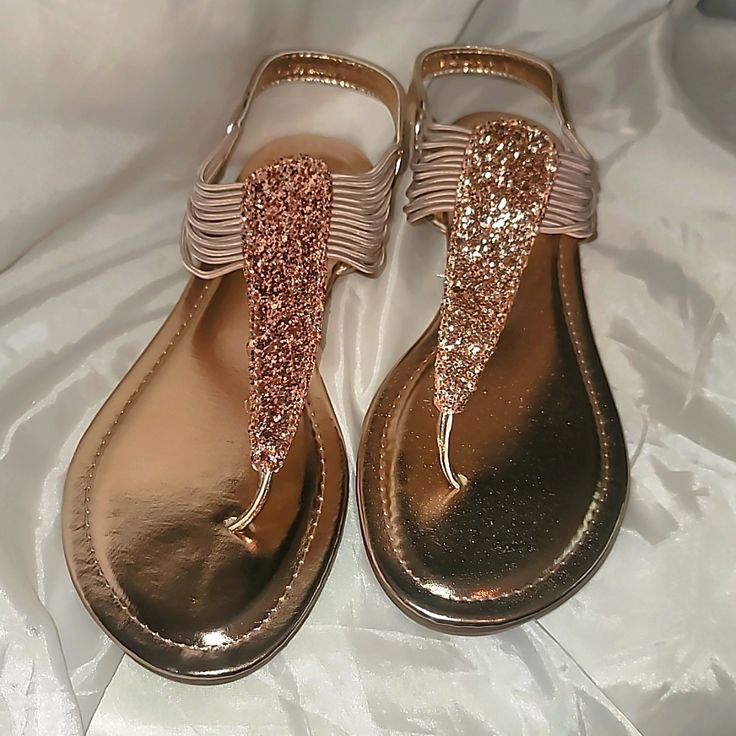 Dream Paris Glittery Sandals. New W/Tags. Never Worn. The Color Is More Of A Rose Gold. They Come In A Box. Gold Glitter Synthetic Sandals, Party Sandals With Glitter And Adjustable Fit, Adjustable Glitter Sandals For Party, Gold Sandals With Glitter Accents For Summer, Gold Shimmer Sandals For Summer, Gold Glitter Sandals For The Beach, Gold Glitter Beach Sandals, Glittery Sandals, White Ankle Strap Heels