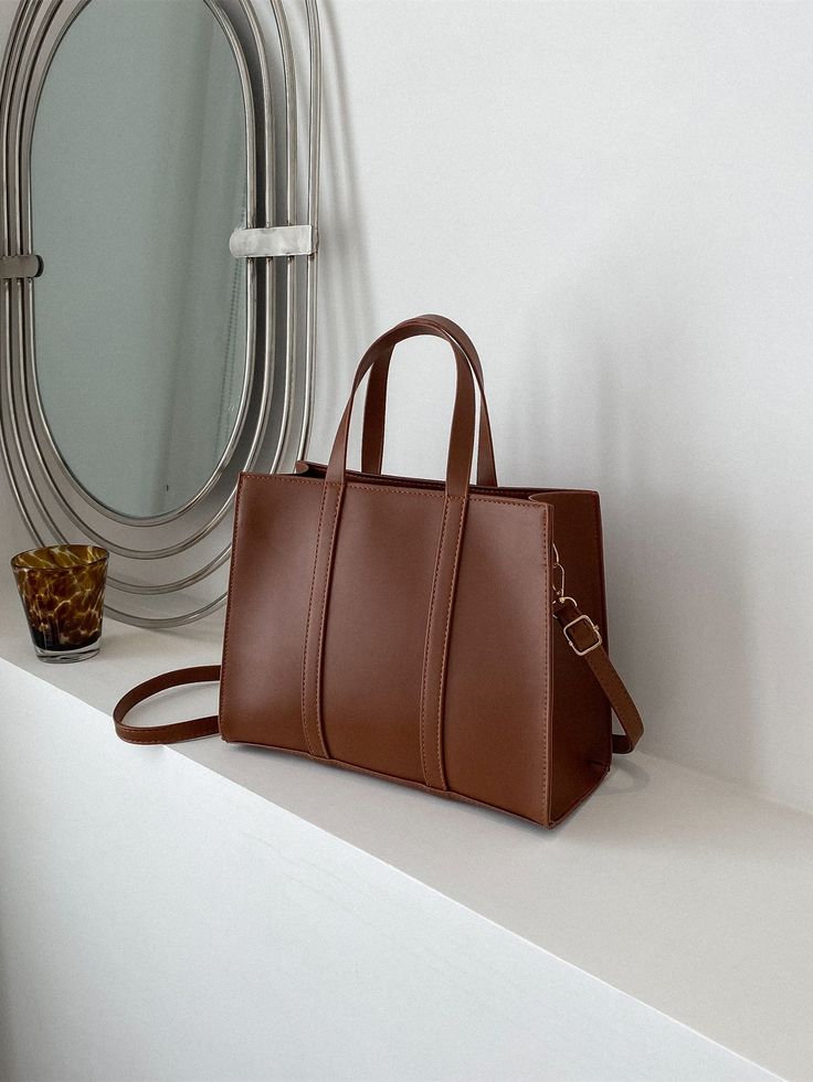 Minimalist Square BagI discovered amazing products on SHEIN.com, come check them out! Business Casual Bags Women, Elegant Bags Handbags, Handbag For Work, Work Handbags For Women, Elegant Bags For Women, Office Tote Bags For Women, Office Bags For Women, Shein Bags, Satchel Bags For Women