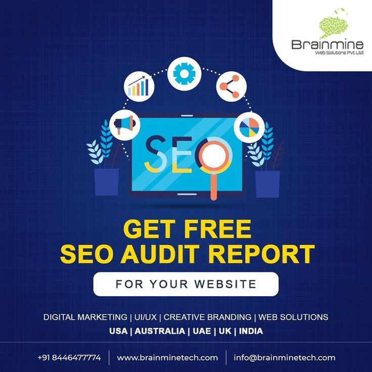 an advertisement for a website with the words, get free seo audit report for your website