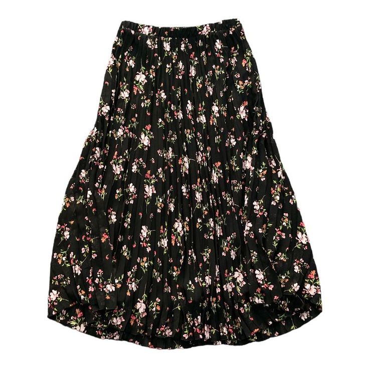 This Beautifully Detailed Pleated Vince Camuto Midi Skirt Is Perfect For All Of Your Upcoming Occasions As It Can Be Dressed Up Or Down. With The Elastic Waistband, It Is Easy And Comfortable To Wear, But The Detailed Pleats Give You An Elevated Appearance. Pair This Vince Camuto Skirt Back To Booties And Tights In The Fall And An Open Toe Heel In The Spring. This Pleated Midi Skirt Is A Wardrobe Essential In Every Closet. Black Floral Print Skirt, Spring Black Skirt With Elastic Waistband, Black Floral Print Tiered Skirt, Black Floral Print Mini Skirt, Black Skirted Bottoms With Floral Print, Black Midi Pleated Skirt With Elastic Waistband, Black Pleated Maxi Skirt For Spring, Black Flowy Maxi Skirt For Spring, Black Pleated Skirt For Spring