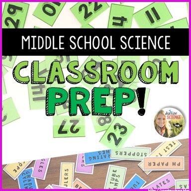 the middle school science classroom prep poster is shown with numbers and letters for each student