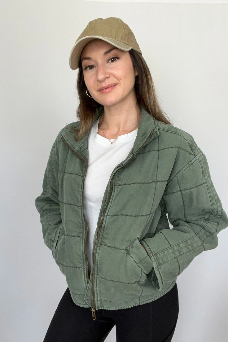 Stay cozy in the fall with this Quilted Dolman Green Washed Denim Jacket. Perfect for any occasion, it's easy to wear and style for a fashionable look. This jacket is a must for your seasonal wardrobe. Order yours before its gone! Product Details: ❥ Color: Deep Green ❥ Garment washed quilted denim jacket ❥ Dolman sleeves ❥ Front zip closure ❥ Pockets ❥ Smocked elastic band in back ❥ Solid stripe detail down center sleeve ❥ Lined ❥ Runs true to size ❥ Fabric Content: 100% Cotton ❥ FINAL SALE Trendy Washed Shacket For Fall, Trendy Cotton Outerwear For Casual Gatherings, Trendy Cotton Outerwear For Casual Wear, Everyday Washed Denim Jacket For Fall, Trendy Washed Utility Jacket, Fall Cotton Washed Denim Jacket, Long Sleeve Washed Utility Jacket For Fall, Oversized Cotton Outerwear For Cold Weather, Trendy Fall Outerwear For Casual Gatherings