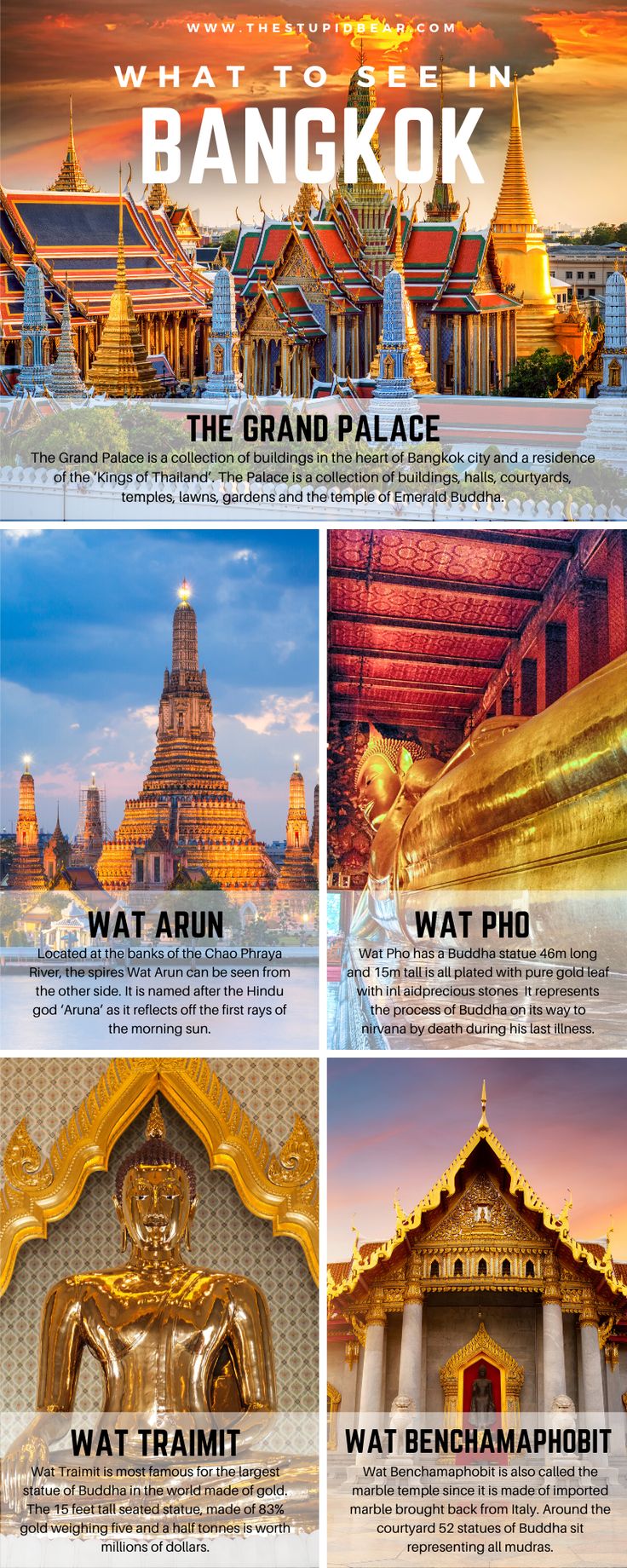 the grand palace in bangkok, thailand with text that reads what to see in bangkok