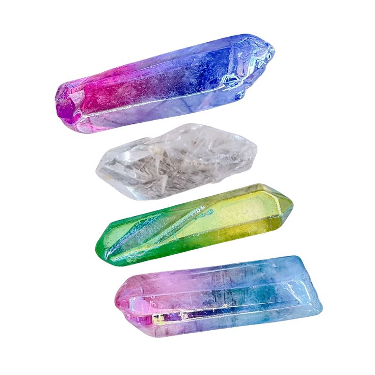 Aura Quartz Crystals: Specialty Pack of Four (4) – The Good Witch of Salem Iridescent Spiritual Crystals For Gifts, Iridescent Spiritual Crystals As Gifts, Iridescent Crystals For Spiritual Gifts, Iridescent Healing Spiritual Crystals, Iridescent Spiritual Healing Crystals, Spiritual Iridescent Healing Crystals, Clear My Mind, Consent Forms, Good Witch