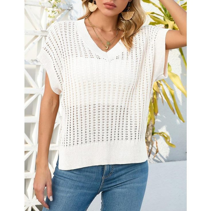 ¡¾Womens features¡¿cap sleeve tops, v neck sweater, solid color pullover tops, loose knit tank tops, short sleeve sweater, sleeveless tops for women, cute summer tops for women, spring/summer tops for women Casual Pointelle Knit V-neck Sweater For Layering, Casual Stretch Knitted V-neck Sweater, Trendy Relaxed Fit V-neck Sweater, Casual Solid Stretch V-neck Sweater, Casual V-neck Knitted Sweater Vest, Trendy Cotton V-neck Knit Top, Stretch V-neck Knit Top In Solid Color, Stretch V-neck Solid Color Knit Top, Casual Knitted Sweater Vest For Spring