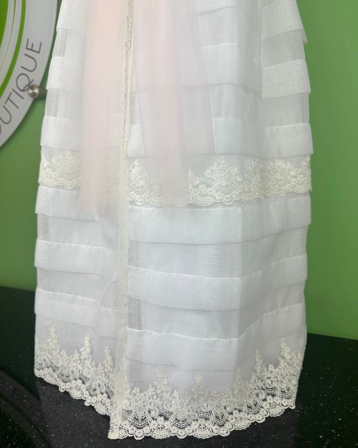 Made in Spain Dry Clean 50% Cotton, 50% Polyester Final sale, no exchanges nor returns are available White Dress For First Communion In Spring, Elegant First Communion Gown For Spring, Elegant White First Communion Dress For Spring, Fitted Gown For Spring Confirmation, Elegant Spring Gown For First Communion, Fitted Spring Gown For Confirmation, Cream Full-length Formal Dress, White Floor-length Gown For Ceremony, Formal Full-length Cream Dress