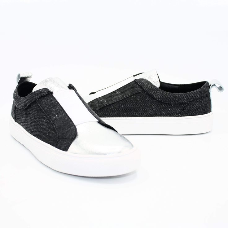 A leather sneaker with Flexi-mold soles that conform to your feet. The metallic slip-on is a durable choice that will keep you comfortable, supported and on trend. WIth a variety of colors and finishes, the unique and sophisticated round toe sneaker will provide a flirty and trendy touch to your outfit. Round Toe Sneakers, Leather Slip Ons, Slip On Sneakers, Leather Sneakers, Fashion Boutique, Black And Navy, Leather Women, Slip On Sneaker, Black Silver