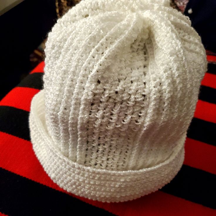 Knitted Hat, Crochet. Two Types Of Knits. Acrylic 85%/ Polyester 15%. Adjustable Soft Knit Crochet Hat, Casual White Knitted Bonnet, Fitted Knitted Beanie, Fitted Knitted Brimmed Bonnet, Fitted Knitted Cap, Warm Brimmed Crochet Knit Hat, Fitted Knitted Hats, White Knitted Beanie One Size, White Crochet Knit Hat For Winter