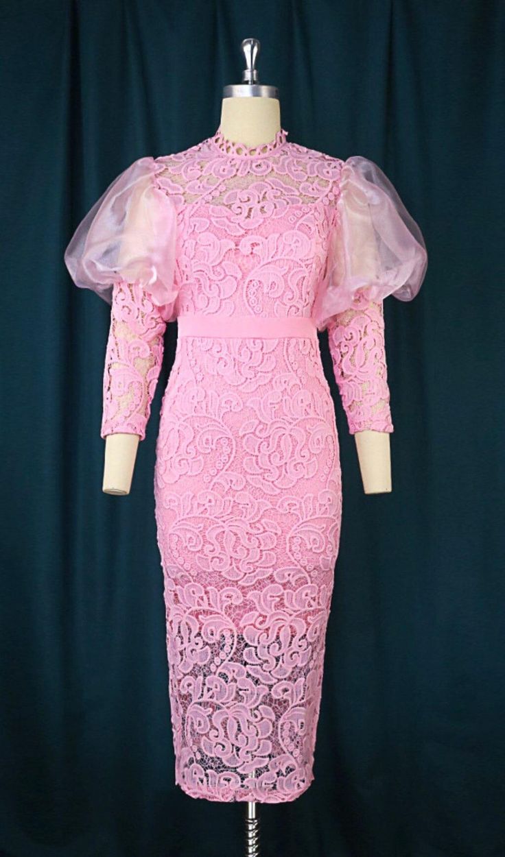 Get ready to turn heads with this PINK PUFF SLEEVE LACE MIDI DRESS. The unique puff sleeves and delicate lace fabric add a touch of whimsy to your wardrobe. Perfect for any occasion, this dress is both playful and chic. Fabric composition: polyester Model wearing size S Model Stats:Height - 69.6"/177cm Bust - 34.2"/87cm Hips - 36.2"/92cm Waist- 24.4"/62cm Colour may vary due to lighting on images. Item runs true to the size chart and is cut to suit our size chart. Please refer to our size chart Evening Dresses Midi, Romper And Jacket, Pink Midi Dress, Lace Midi, Lace Midi Dress, Plus Dresses, Ruched Dress, Sweater Blouse, Corset Dress