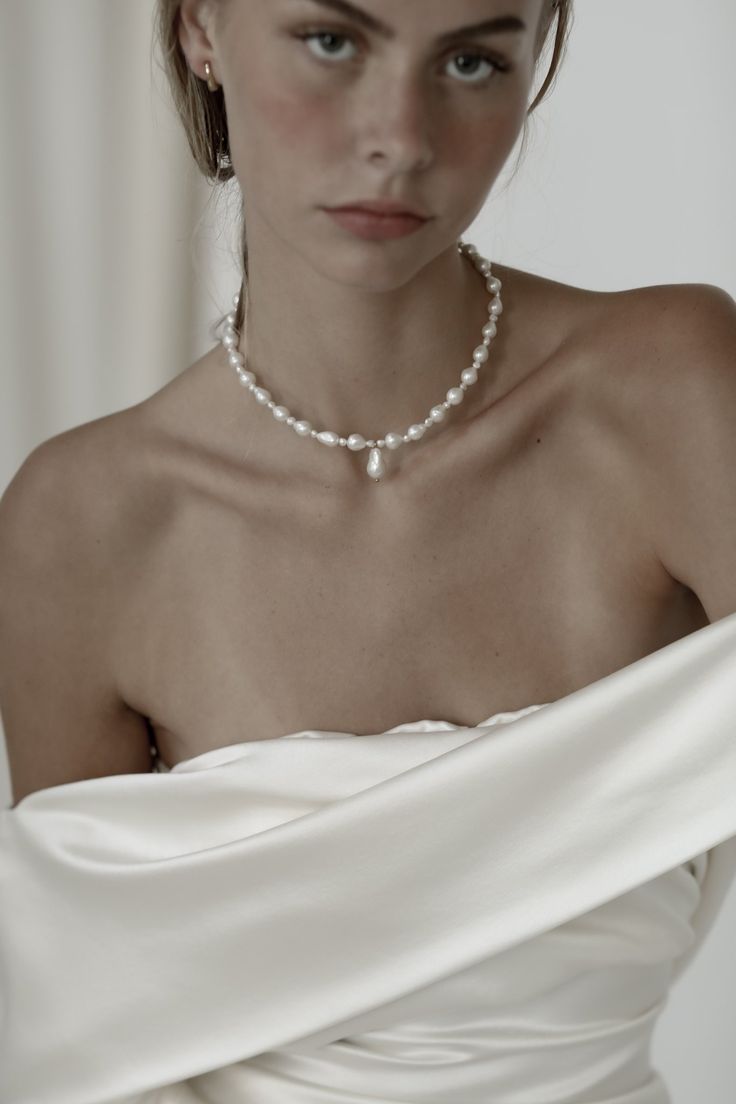 Demi Baroque Pearl Necklace — A.B. ELLIE Elegant Choker, Classic Pearl Necklace, Bridal Pearl Necklace, Baroque Pearl Necklace, Pearl Necklaces, Bridal Jewellery, Pearl Choker, Bridal Pearls, Baroque Pearls