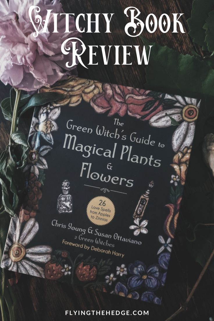 the witch book review is shown with flowers in front of it and text that reads, green witch's guide to magic plants and flowers