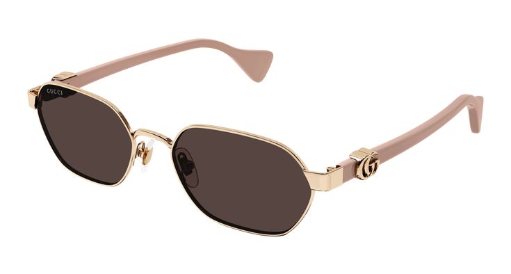 Brand new Gucci GG1593S 003 Sunglasses. Color: Rose Gold. Shape: Oval. Lens Width: 56mm. Lens Bridge: 18mm. Arm Length: 140mm. Lens Color: Dark Pink. Made in: Japan. Retail Price: $495. Arrives in Gucci jewel-toned velvet case with matching satin pouch, cleaning cloth, and authenticity card. All items are guaranteed 100% authentic and brand new. Formal Rose Gold Tinted Sunglasses, Luxury Rose Gold Sunglasses With Uv Protection, Elegant Rose Gold Sunglasses With Tinted Lenses, Elegant Pink Gucci Sunglasses, World Icon, Satin Pouch, Rose Gold Sunglasses, Gucci Eyewear, Gucci Sunglasses