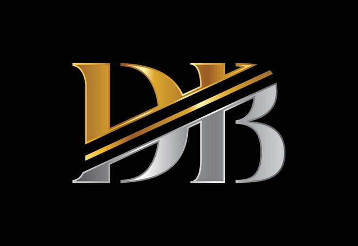 the letter b is made up of silver and gold stripes on a black background illustration