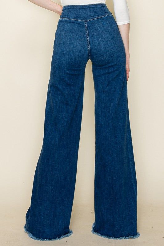 Front seam detailing high Waist Vintage Flare Wide Leg jeans Super soft and stretch denim fabric *Measurements for size 26Rise: 11 1/2 inRegular Inseam: 33inMade In: USAFabric Contents: 98% CTN 2% SPAN High Rise Dark Wash Flare Jeans With Seam Detailing, Denim Blue Bottoms With Standard Cut Leg For Fall, Fall Denim Flare Jeans With Standard Cut Leg, High Rise Pants With Contrast Stitching For Fall, Denim Flare Jeans For Fall, Stretch Dark Wash Cargo Jeans, Mid-rise Medium Wash Pants For Fall, Stretch Dark Wash Denim Cargo Jeans, High Rise Dark Wash Pants With Seam Detailing