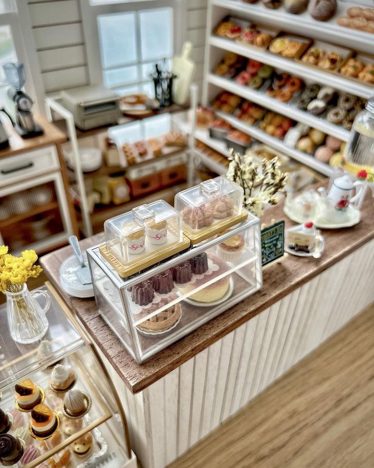 a pastry shop filled with lots of different types of pastries