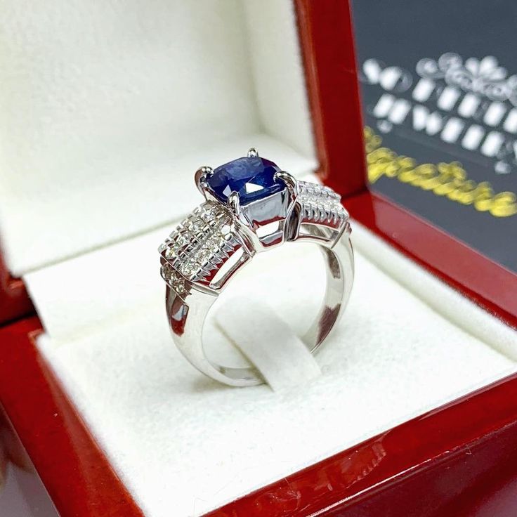 BRAND-NEW!! ONE OF A KIND, HANDCRAFTED RING. EXQUISITE AND FINE CRAFTSMANSHIP! HANDMADE TO LAST FOR AN ETERNITY!! HEIRLOOM PIECE!! PRECIOUS JEWELRY TO BE PASSED ON! PERFECT DRESS RING FOR A LADY OR A GENTLEMAN! 3.67 total carat weight, Certified, Natural CEYLON BLUE SAPPHIRE ring. This ring offers an important statement of who you are with a 3.10 carats, VIVID CORNFLOWER BLUE CEYLON SAPPHIRE. Accentuating the BLUE SAPPHIRE are the 30 F/VS, sparkling natural diamonds! Set in 18K Solid White Gold Luxury Formal Rings With Lab-created Sapphire, Luxury Royal Blue Sapphire Round Ring, Luxury Royal Blue Sapphire Ring, Luxury Royal Blue Sapphire Ring With Diamond, Luxury Sapphire Diamond Ring As Gift, Luxury Royal Blue Sapphire Ring For Anniversary, Luxury Diamond Ring With Lab-created Sapphire For Gift, Luxury Diamond Cut Lab-created Sapphire Rings, Luxury Diamond Sapphire Ring For Gift