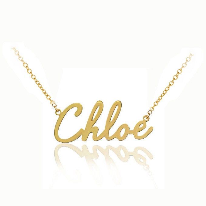 "Handmade, one of the kind jewelry! Order any name and it will be hand crafted just for you by our talented jewelers using old style craftsmanship method. Metal: - Sterling Silver 0.925 with 24K Gold Overlay - Goldfilled, karat purity 14k, 1/20 - 10K solid gold - 14k solid gold - 18K solid gold Necklace measures about 1.25\" to 1.5\" depending on name length. 3 to 10 letters per name. First letter will be capitalized and there cannot be spaces included. --PRODUCTION-- Allow 15 - 20 days for prod Solid Gold Necklace, White Necklace, Personalized Initials, Name Necklace, Solid Gold, Gold Filled, Gold Necklace, Monogram, Jewelry Making