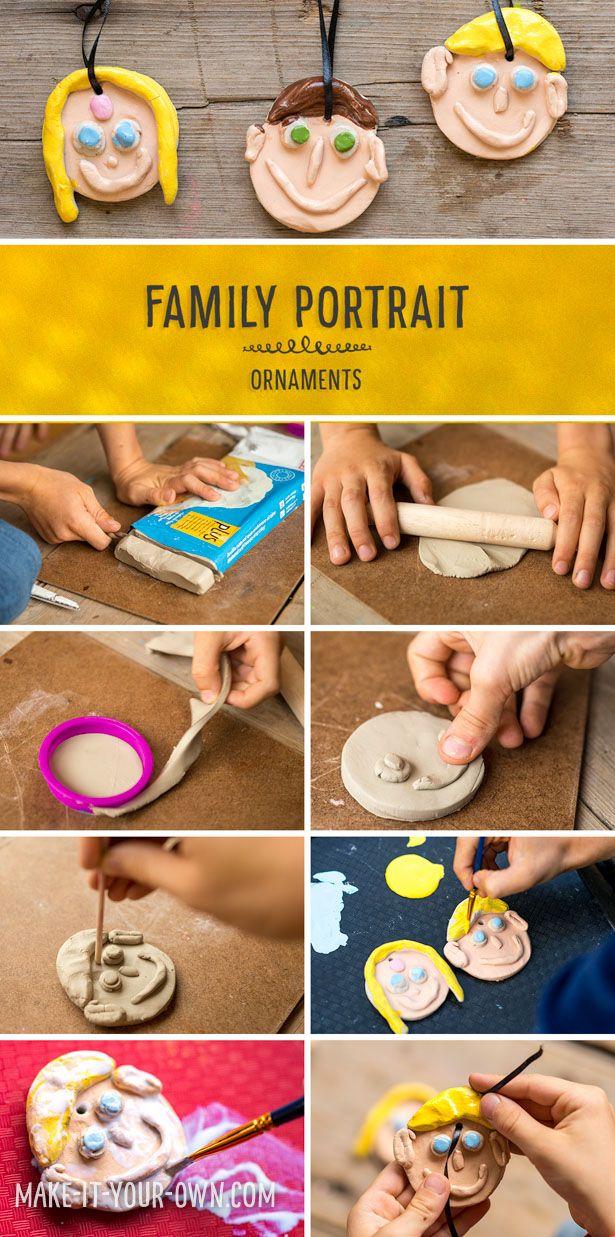 a collage of photos showing how to make an ornament for the family portrait