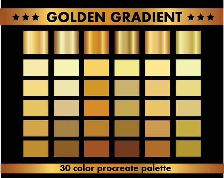 golden and black color palettes with stars on the top, below them is an image of