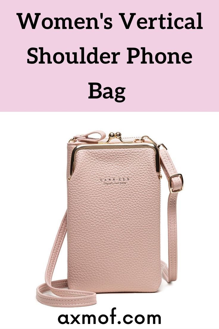 a pink purse with the words women's vertical shoulder phone bag