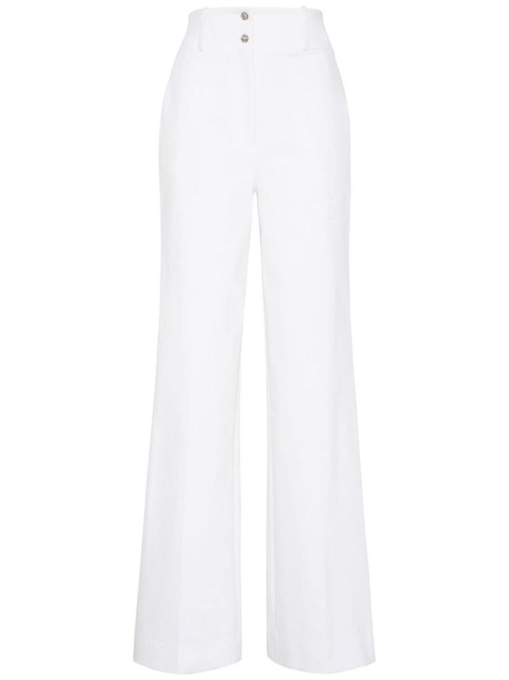 White Straight Leg Jeans With Belt Loops, Classic White Jeans For Work, White Straight Elastane Pants, White Elastane Pants For Summer, Elegant Wide-leg Jeans With Five Pockets, Elegant Wide Leg Jeans With Five Pockets, White Elastane Summer Pants, Elegant High Rise Jeans, Classic White Wide Leg Jeans