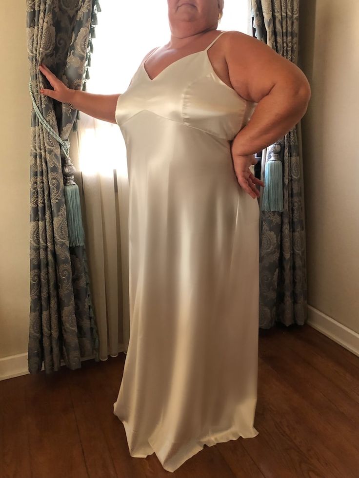 Plus Size Ivory Maxi Silk Satin Dresscream Extra Full Length - Etsy Turkey Cream V-neck Slip Dress For Party, Satin Wedding Dress With Spaghetti Straps And Fitted Bodice, Sleeveless Satin Finish Bridesmaid Dress, Sleeveless Satin Finish Bridesmaid Dress For Wedding, Sleeveless Satin Bridesmaid Dress For Wedding, Satin Dress With Fitted Bodice For Summer Wedding, Summer Wedding Satin Dress With Fitted Bodice, Fitted Satin Wedding Dress With Spaghetti Straps, Silk V-neck Slip Dress For Wedding