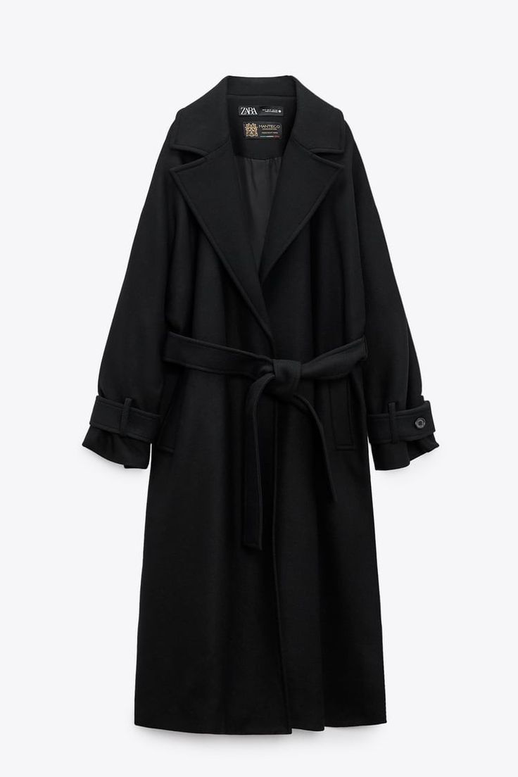 Zara Wool Coat, Lapel Collar Coat, Rok Mini, Tas Bahu, Zara Coat, Long Black Coat, Black Wool Coat, Perfect Coat, Long Coat Women