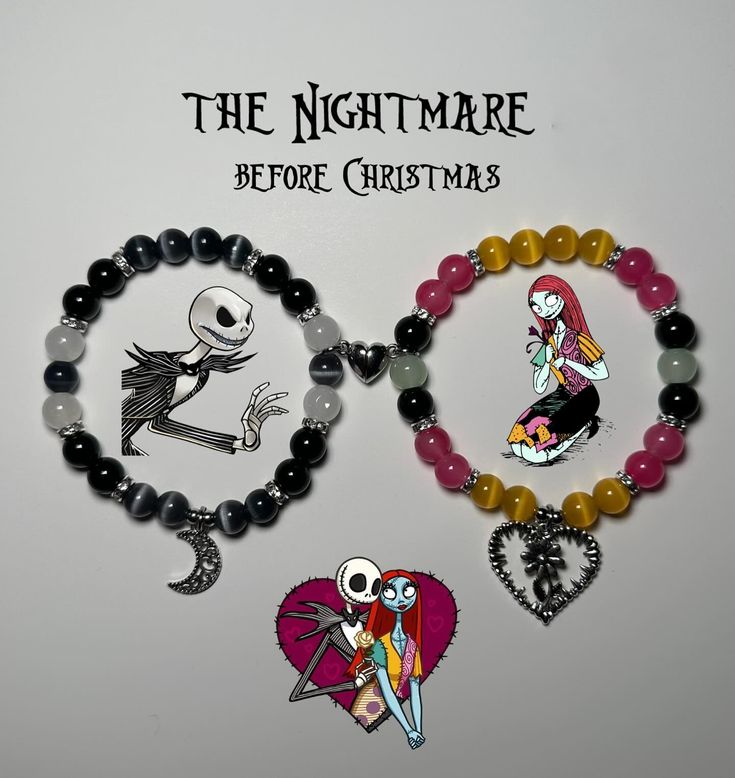 Matching jack and Sally bracelets available now!🌙🥀🎄🎅 • • • • • • • #braceletlover #braceletoftheday #jewelry #explore #instagood #explorepage+ #viral #matchingbracelets #halloween #jackskellington #jackandsally #timburton #matchingjewelry