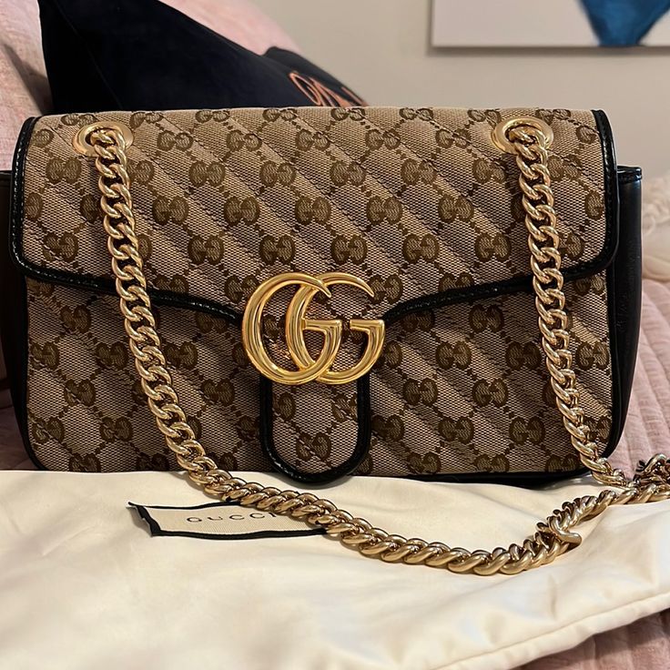 Gucci Monogram Bag. Excellent Condition. Minimal Use. Receipt, Dust Bag, And Original Box Included. Currently Sells For $2290. Strap Can Be Doubled Up For Over One Shoulder Or Worn Long As A Crossbody. Non-Smoking Home. Gucci Monogram Bag, Gg Marmont Small Shoulder Bag, Bags Gucci, Gucci Monogram, Gucci Gg Marmont, Monogram Bag, Gg Marmont, Gucci Bags, Small Shoulder Bag