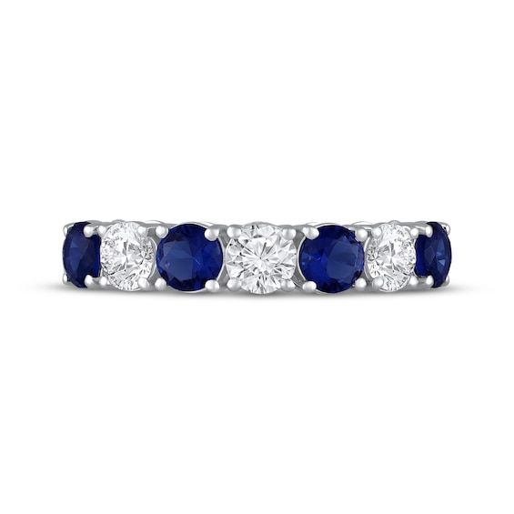 A timeless classic, this blue and white ring can be worn day into evening with ease. Sterling silver Alternating blue and white lab-created sapphires dance across the band White Lab, The Band, White Ring, Ring Sterling Silver, Timeless Classic, Sterling Ring, Sapphire Ring, Women Rings, Sterling Silver Rings